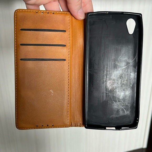 Sony Xperia XA1 Wallet Case, card holder, magnetic close, brown, camel brown - Picture 10 of 13